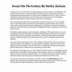 essay on the lottery